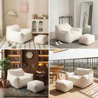 Canapé paresseux minimaliste moderne en velours côtelé, fauteuil simple avec rembourrage en éponge haute densité, pouf paresseux pour chambre et salon