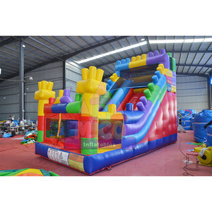 Building blocks Bouncing Jumping Castle Combo Inflatable Dry Slide with Blower Commercial Inflatable Bouncer Slide - Product Image 1