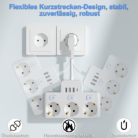 Toma de corriente de extensión de tira de alimentación portátil universal multifunción general de 4 USB PD con 4 USB e interruptor individual