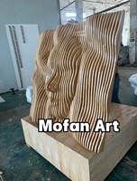 Impressionnante œuvre d'art géométrique personnalisée en 3D représentant un visage humain, art mural en bois ondulé paramétrique de luxe, design d'intérieur, décoration de la maison