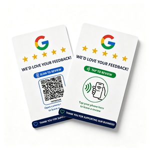 Carte de commentaires Google NFC en PVC CR80 avec code QR NFC, outil portable de demande de commentaires pour les clients professionnels - Product Image 1