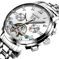 Montre de luxe LIGE LG9813 avec tourbillon, mouvement mécanique automatique en acier inoxydable, cadran de 40 mm, résistance à l'eau 3 BAR, luminescente, unisexe