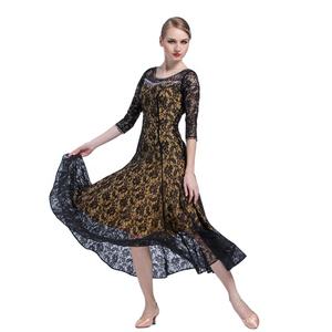 M-1708 למבוגרים בפועל מחול מודרני שמלת תחרה פרח ידידות ריקוד שמלת לאומי תרגול ריקודים סלוניים שמלת למכירה - Product Image 3