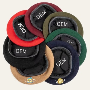 Logo personnalisé hiver béret chapeau casquette femmes Original français laine tactique uniforme pour fête ou pêche dentelle tissu - Product Image 1