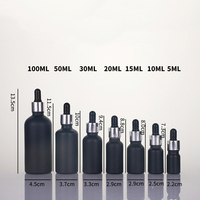 Flacon compte-gouttes d'huile essentielle en verre Boston noir mat avec couvercles Bouteilles d'emballage de parfum de la gamme 5ml-100ml pour sérums de soins de la peau