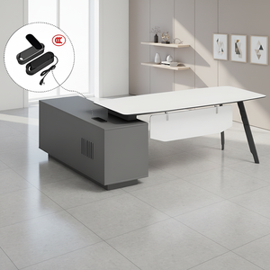 Bureau de direction moderne en L, table d'ordinateur de luxe, poste de <span class=keywords><strong>travail</strong></span> pour PDG, station de <span class=keywords><strong>travail</strong></span> exécutive, bureaux blancs, mobilier de maison - Product Image 1