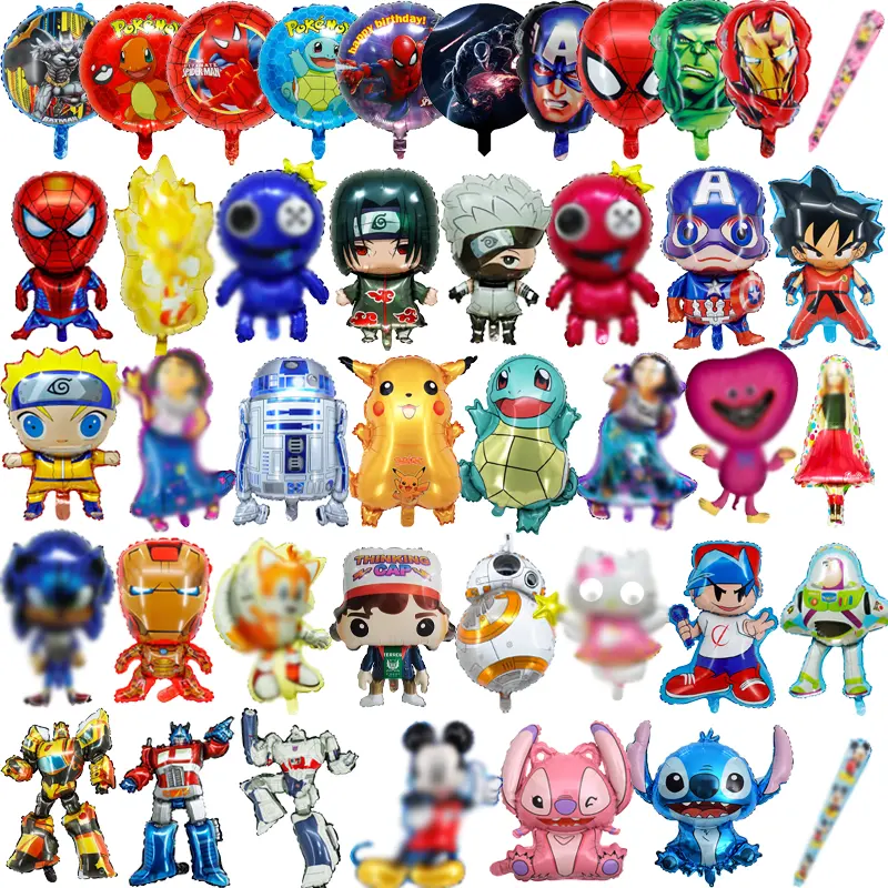 New Stitch Encanto Super Hero Cat Princess Baby Globos Spiderman R2D2 Mario Cartoon Character Anime Helium Foil Balloon