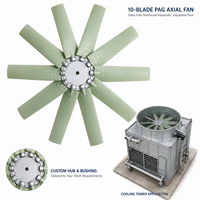 Grande pale de ventilateur axial à 10 lames en polyamide renforcé de fibres de verre PAG, angle réglable, pour tour de refroidissement de moteur, avec moyeu et bague personnalisés