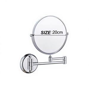 Miroir de salle de bain moderne mural réglable intelligent à LED, extensible, double face, pivotant à 360°, grossissant, en alliage d'aluminium - Product Image 1