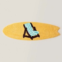 Tapis de sol irrégulier en microfibre tufté en forme de planche de surf, fabriqué à la machine, absorbant l'eau, antidérapant et résistant aux taches