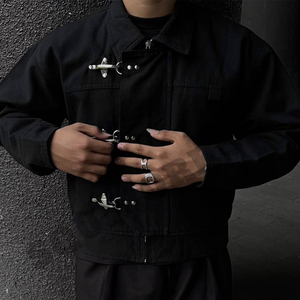 Wholesale Custom <strong>Canvas</strong> <strong>Jacket</strong> <strong>Men</strong> | 13oz Heavyweight Boxy Fit Japanese Style <strong>Jacket</strong> with Metal Clasp Buckle &amp; YKK Zipper - Product Image 4