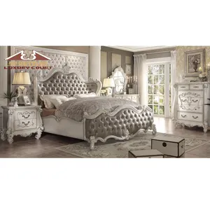 龙豪豪华卧室家具套装维多利亚风格仿古卧室白色家具