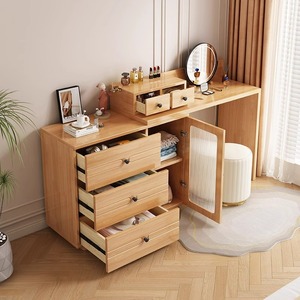 Nordic Modern Minimalist Solid Wood Dressing Table With Drawers <b>Corner</b> <b>Unit</b> Mirror Bedroom Makeup <b>Storage</b> - Product Image 1
