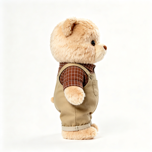 <strong>Cute</strong> Dressed Fluffy Curly Teddy <strong>Bear</strong> Stuffed Animal Wearing Plaid Blouse Khaki Bib Overalls Kids Gifts Soft <strong>Bear</strong> Plush Doll - Product Image 6