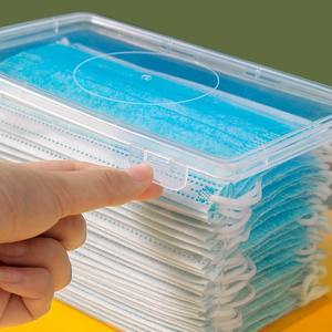 Caja de almacenamiento de mascarillas de plástico transparente, organizador rectangular de escritorio con tapa para mascarillas y cosméticos, color blanco, 145g, fabricado en Zhejiang - Product Image 5