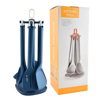 Ustensiles de cuisine en silicone personnalisés de qualité alimentaire sans BPA, spatule/cuillère/pinceau/épandeur/lalette, 7 pièces, pour four/micro-ondes