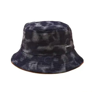 Cotton Cypress Hill Men Tie Dyed Denim Bucket Hat