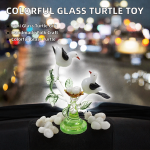 Colorful Green Blue Red Orange Handmade Glass <b>Turtle</b> Ornament Mini <b>Toy</b> Animal Decoration Car Cartoon Gift Folk Art Crafts - Product Image 2