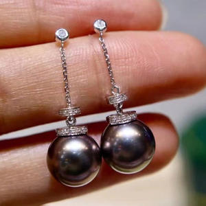 Base para Pendientes de Plata S925 con Perlas DIY, Joyería de Plata de Moda con Cuentas Redondas de 8-12 mm, Modelo 21654 - Product Image 3