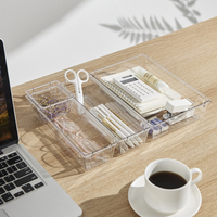 Organiseurs de tiroirs rectangulaires en plastique transparent, écologiques et multifonctionnels, bacs de rangement pour salle de bain, bacs de rangement pour commode