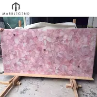 Encimera de piedras preciosas naturales, losas de cristal de cuarzo rosa