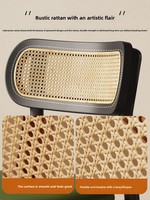 Chaise de salle à manger rétro française moderne européenne en bois massif écologique avec revêtement en cuir patte de chat, démontable et assemblable, style antique
