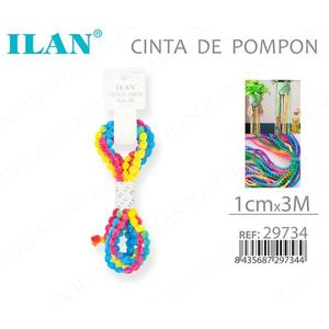 ริบบิ้นปอมปอม ILAN ขนาด 1 ซม. x 3 ม. หลากสี เทปตกแต่งงานฝีมือ - Product Image 1