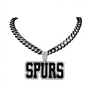 สร้อยคอจี้รูปถ้วยแชมป์ San Antonio Spurs สุดฮิต ดีไซน์หรูหรา สไตล์ฮิปฮอป ชุบทอง/เงิน ประดับเพชรโมอิสซาไนต์ พร้อมสายคิวบา - Product Image 2