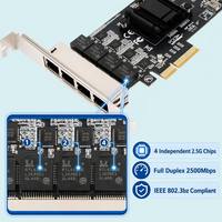 Adaptador de servidor Ethernet Gigabit de 4 puertos y 2.5G, tarjeta de red PCI Express con controlador RTL8125 para expansión de red