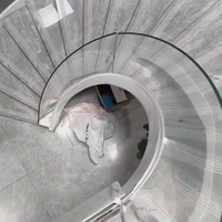 Indoor Spiral Arc Floating Staircase mit Glas balustraden marmor und Massivholz stufen