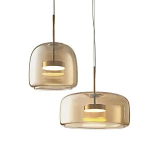 Роскошная постмодернизированная прикроватная люстра, светильник с тремя лампами для столовой, простые дизайнерские стеклянные лампы с медным покрытием