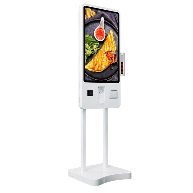 Fast Food Restaurant 32 Inch Capacitive Screen Self Service Ordering Kiosk With QR Code Scanner / Thermal Printer