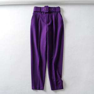 <span class=keywords><strong>Pantalon</strong></span> décontracté de couleur unie multicolore pour femmes <span class=keywords><strong>Pantalon</strong></span> long droit à ceinture taille haute - Product Image 2