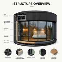Maison préfabriquée de luxe en bois à chargement pratique pour transport maritime, maisons circulaires, maison circulaire, cabine pod en acier pour glamping, maisons en bois
