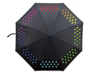 패션 물 색상 변경 매직 우산 차양 방풍 3 접는 우산