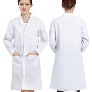 Bata de Laboratorio Médica Unisex de Algodón y Poliéster Blanca para Hospital, Uniforme para Doctor y Enfermera - Product Image 1