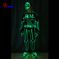 Costume de samouraï en fibre optique, tenue de guerrier, déguisement de scène, défilé, cosplay, Halloween, festival, spectacle avec épées lumineuses