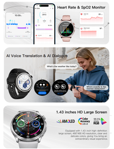 Montre connectée de traduction IA, écran tactile AMOLED 1,43 pouces, tracker d'activité étanche IP67, montre intelligente Wearfit <span class=keywords><strong>Pro</strong></span>, vente en gros - Product Image 4