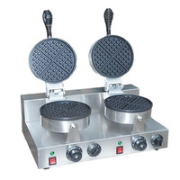 Machine à gaufres électrique commerciale avec 4 ou 8 moules ronds par lot, puissance 1200W/2400W, revêtement antiadhésif