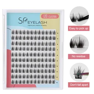 SP EYELASH DIY Lash Extension Kit Wispy Cluster Lashes Kit C D Curl 120 Pcs Segmented Lash Natural 0.07mm 8-18MM Synthetic Hair