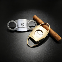 Couteau à cigares de forme personnalisée, revêtement PVD, avec étui en cuir