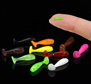 20 piezas de alta calidad, 1 cm, 0.025 g, micro señuelos blandos de PVC con cola en T para pesca de lubina en agua dulce y salada, jigging y wobbling. - Product Image 6