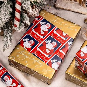 Papel de regalo navideño, papel de regalo vintage, papel de regalo rojo y dorado de doble cara - Product Image 2