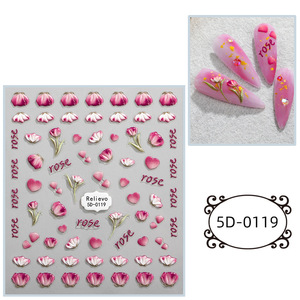 Cheap Price New 5D Nail Art <b>Stickers</b> Embossed Colorful <b>Flower</b> Nail <b>Stickers</b> - Product Image 4