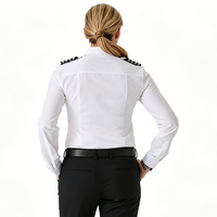 Expédition rapide Chemise de pilote anti-plis pour femme avec épaulettes, Chemise de personnel de bord en gros, Chemise de commandant de bord