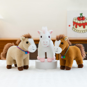 Adorable figurine de poney réaliste en peluche super douce, jouet en peluche pour anniversaire, avec doublure en maille et rembourrage en coton PP - Product Image 2