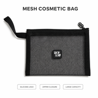 Pochette de toilette en nylon transparent avec logo personnalisé, couleur bonbon, filet en maille, fermeture éclair en silicone