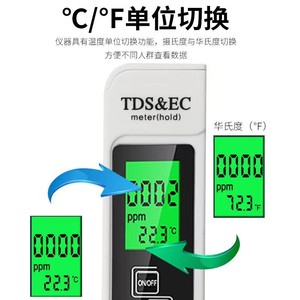 Medidor digital portátil de calidad del agua TDS EC con compensación de temperatura para pruebas de agua potable, 0-4990 ppm - Product Image 4