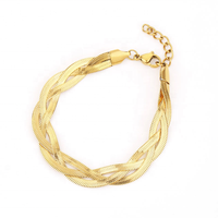 Trois couleurs en acier inoxydable PVD plaqué or 18 carats tressé torsion serpent os chaîne boucles d'oreilles anneau mode femmes ensemble en gros
