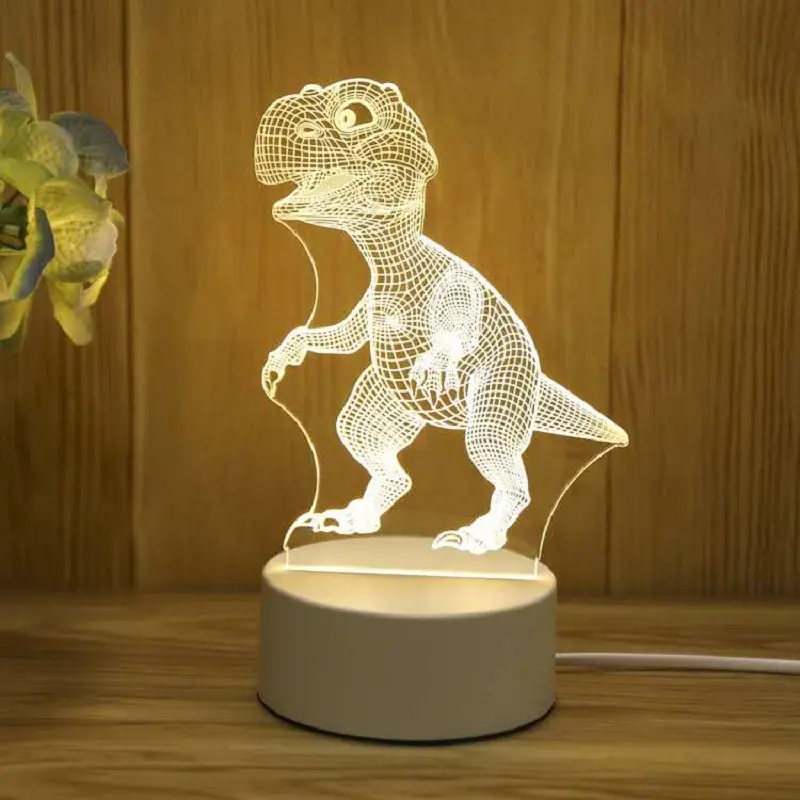 custom anime vision 3D led night light visual illusion creative gift for baby kids owl dinosaur deer home bedroom lamp